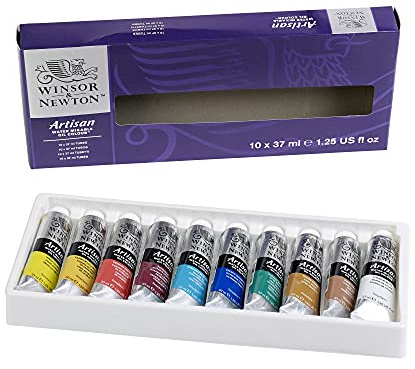 Winsor & Newton Artisan 1590270 - Set di colori ad olio, alta concentrazione di pigmenti, buona copertura e resistenza alla luce, 10 colori ad olio in tubetti da 37 ml