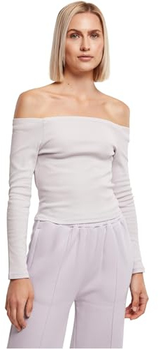 Urban Classics Ladies Off Shoulder Rib Longsleeve Camiseta Mujer