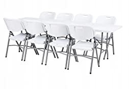 BDW Gartentisch mit 8 Sitzhocker Klapptisch Klappbar 180x75 cm Tragegriff Kunststoff 8 Personen Campingtisch Garten Camping