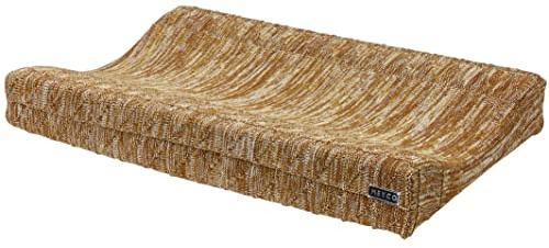 Meyco Baby Block Mixed Wickelauflagenbezug (weich und hautfreundlich, aus 100% Baumwolle, waschbar, einfache Pflege, trocknergeeignet, Größe: 50 x 70 cm), Ockergelb/Camel