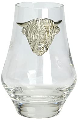 Charles Buyers Whisky Nosing Tasting Glass With Scottish Highland Cow Coo Pewter Detail