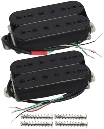 FLEOR Hals- und Steg-Pickup-Set Doppelspulen-Humbucker-Tonabnehmer für E-Gitarren-Tonabnehmer-Ersatz-Schwarz