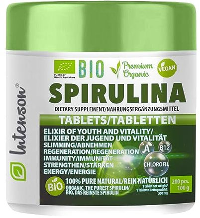 Intenson Bio Spirulina 200 Tabletten | BIO | Elixier der Jugend