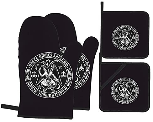 Set Di Presine Da Cucina Baphomet Lucifer Devil Pratico Guanti Da Forno E Presine Da Cucina Set Professionale Guanti Da Cucina Per Grigliate Ringraziamento Microonde
