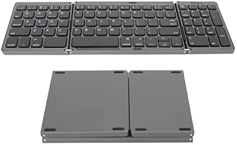 Cyrank Clavier Bluetooth Pliable avec Pavé Numérique, Clavier sans Fil Triple Pli pour Plusieurs Appareils, Ultra Fin, Portable, Pliable, De Voyage, pour Ordinateur Portable, Tablette, Téléphone(02)