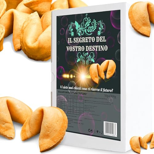 D&D Fun Cookies Biscotti della Fortuna | Biscotto magico per una Festa | Biscotti della fortuna cinesi | Biscotti confezionati singolarmente | Biscotti regalo | Fortune Cookies (M, 50, unità)