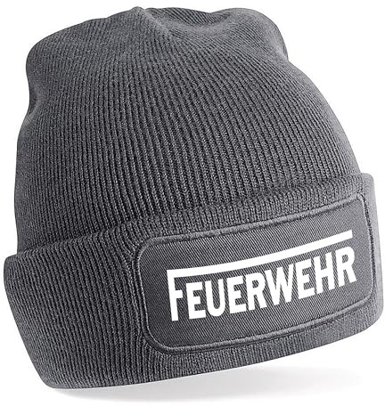 Herzbotschaft Beanie Strickmütze mit Spruch | Feuerwehr | Farbwahl | Unisex SoftTouch angenehm weiche und warme Wintermütze | OneSize Einheitsgröße für Erwachsene