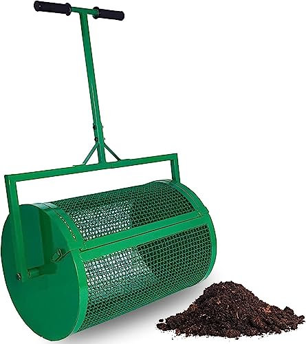 OSBELE Esparcidor de abono, Cesta de Malla metálica de 24 Pulgadas, esparcidores de césped y jardín, esparcidor de estiércol de Fertilizante de Empuje de Malla metálica Resistente para césped y Jar