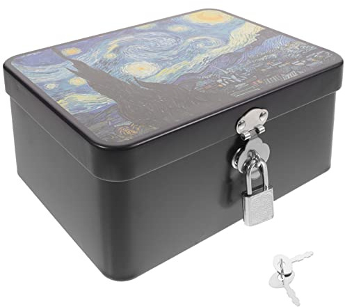 OUNONA Caja De Almacenamiento De Escritorio Lata De Almacenamiento De Hojalata Con Cerradura Caja De Almacenamiento De Hojalata Lata De Almacenamiento Con Cerradura
