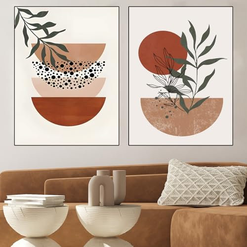 WZXGHE Cuadros abstractos en lienzo,Moderna Bohemio Póster de plantas set, para salón dormitorio Póster decorativo, sin marco (A, 2x30x40cm, Sin marco)