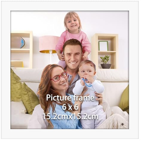 Giftgarden Cadre Photo Carré 15x15 cm Blanc, Cadre Carré 15x15 pour Photos, œuvres d'art, souvenirs- Affichage Vertical et Horizontal, Léger et Sûr