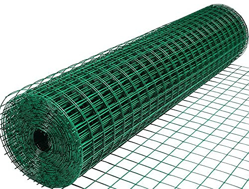 HDJDCBCV Hühnerdraht, Gartengitterzaun, 1,5 m (H) x 30 m (L), PVC-beschichtet, 6 cm Maschenweite, 2,1 mm Drahtdurchmesser, Drahtzaunrolle, for Gemüse- und Tierbarriere, grün, 1,5 x 30 m