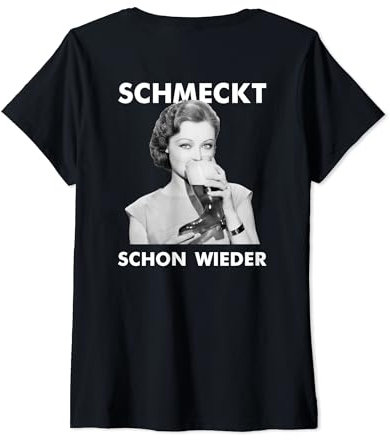 Damen SCHMECKT SCHON WIEDER X Bierstiefel Retro Bier - BACKPRINT T-Shirt mit V-Ausschnitt
