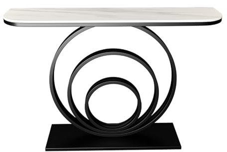 Schmaler Dielentisch mit stabilem Metallrahmen, moderner Flurtisch für Eingangsbereich und Küche, schwarz-weißes Finish (80 cm)