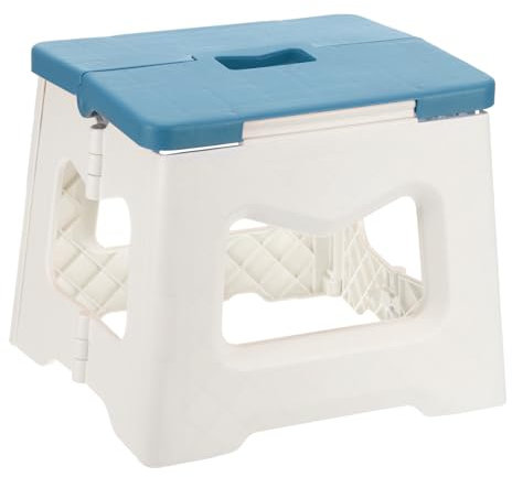 sourcing map 8 Folding Step Stool for Adults 165 lbs Capacity Non-Slip Step Stool with Handle Collapsible Foot Stools, Blue Small Stepping Stool for Bathroom, Bedroom, Kitchen