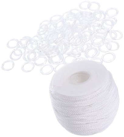 Zerodeko Parti per Tende Romane 50m Corda per Tende in Plastica Anelli per Tende E Filo per Appendere Materiale in Cotone Pp - Durevole