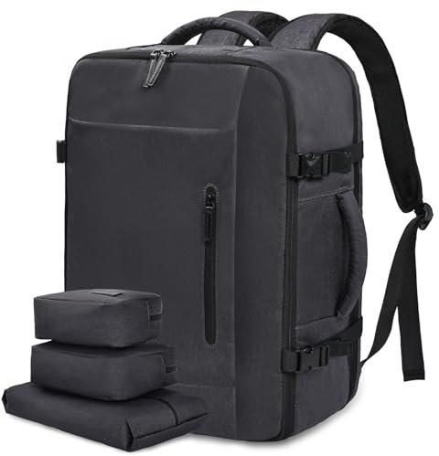 LOVEVOOK Travel Backpack Handgepäck Rucksack Tasche, 40L Groß Reiserucksack Kofferrucksack Flugzeug für 17 Zoll Laptop, Carry On Luggage Reisetasche Koffer Herren Damen Cabin Bag für Reise, Dunkelgrau