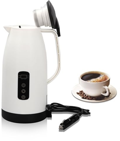 Travel Electric Kettle for Car,1200ml Portabel Car Electric Kettle,24V/12V Vehicle Electric Heated Water Cup,Electric Vehicle Heating Water Cup With LCD Display and Temperature Control