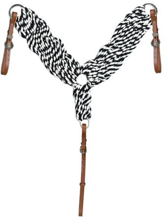 CHEVAL'S INTERNATIONAL Mohair-Brusthalsband, Naturwolle, Leder, Mohair, Reitzubehör, Reitsport, Westernbrusthalsbänder für Pferd (Pony, Schwarz)