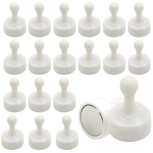 DWFEYOI Aimants puissants, aimants en néodyme Extra puissants, Tableau magnétique, Paquet de 20 Mini-aimants pour réfrigérateur, aimants Coniques, Panneau perforé, Tableau d'affichage,Blanc