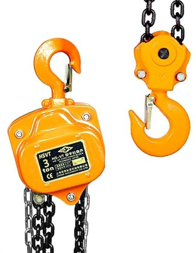 3 Ton Manual Chain Hoist – 6600 lbs Capacity, 10 ft Lift with Durable G80 Tempered Chain for Heavy-Duty Lifting and Rigging in Industrial and Construction Applications