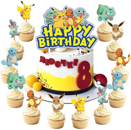 Tortendekoration Cake Topper Set,24 Stück Tortendeko,Happy Birthday Tortenaufsatz,Muffin Deko,Cupcake Topper Deko,Kindergeburtstag Party Geburtstag Deko Tortendeko Geburtstag Mädchen Junge