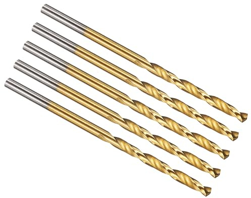 PATIKIL Brocas de 2.1 mm, Acero de Alta Velocidad M42 con 8% Cobalto, Vástago Recto Jobber 135°, Recubierto de Nitruro de Titanio (TiN) para Acero Inoxidable y Metales Duros - Paquete de 5