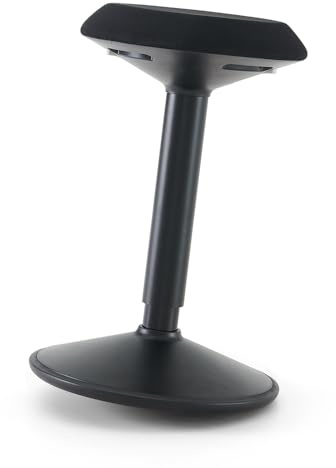 Sgabello ergonomico a dondolo, migliora la postura, comoda seduta rotonda e base bombata antiscivolo, altezza regolabile 55-79 cm, post seduto in piedi, lavoro ufficio, telelavoro, disegno - nero