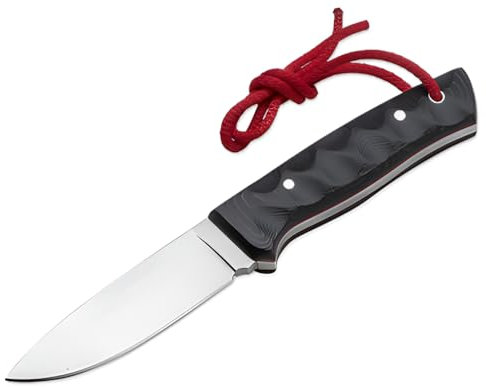 KH-Security Jagdmesser „Outdoor Pro“ 440C Edelstahl, G10 Griff inkl. Leder-Etui - Gürtelmesser Feldmesser Messer