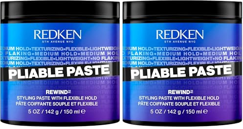 Redken, Texturierende Paste für alle Haartypen, Für mittelstarken Halt und Flexibilität, Mit Weizenprotein, Pliable Paste, 1 x 150 ml (Packung mit 2)