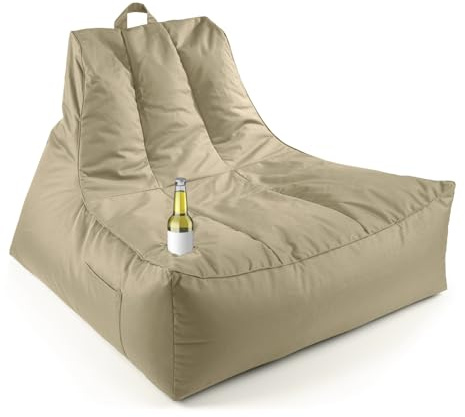 LUMALAND Premium loungefåtölj | Sittsäck för utomhusbruk och inomhusfåtölj i 1 | XXL lounge trädgårdsmöbler med fyllning och mugghållare – för vardagsrum och som balkongmöbler | trädgårdslounge