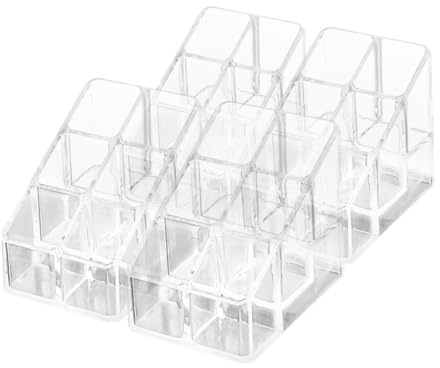 DIYEAH 4pièces Boîte De Rangement Pour Rouges à Lèvres Présentoir à Emplacements Pour Cosmétiques Transparent Et Peu Encombrant Pour Coiffeuse Ou Bureau