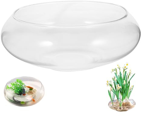 Hperu Planteur de Bol de Lotus, Bouche 8 Pouces Large Vase en Verre Rond en Verre hydroponique et Succulent Bol en décoratif pour intérieur, extérieur, Vase Transparent