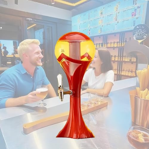 Dispensador de Cerveza Dispensador de Bebidas Tipo Torre con Grifo para Fiestas o Barbacoas, Enfriador de Cerveza de Plástico Tipo Torre para Bebidas Mixtas en Restaurantes(Red)