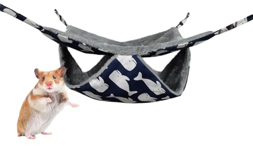 Illerhängmatta för bur, mjukt varmt tvättbart med krokar | Liten husdjurshängmatta ekorrsäng | för ekorre papegoja gerbil socker glidare husdjur lek vinter lägenhet inomhus
