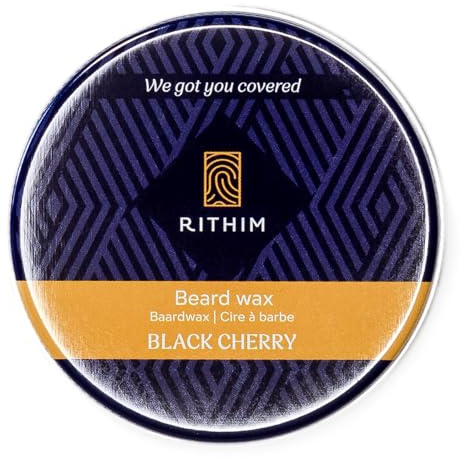 Rithim Black Cherry skäggvax 50 ml – parfymerad och närande – 100 % naturlig – skäggstyling, vård och stark fixering – skägggel – skäggvax