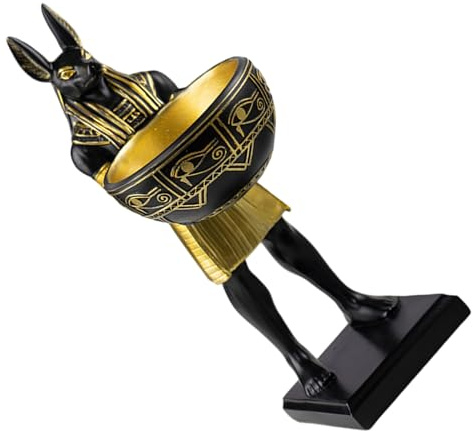 BESPORTBLE Anubis Resin Figurine Candy Dish and Key Holder Bowl with Ancient Egypt Theme, Decorative Centrepiece for Desktop and Halloween, Elegant Sculpture for Collectors and Home Decor