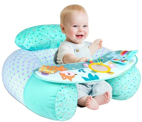 Asiento de piso para bebé, lindo elefante para aprender a sentarse, asiento para bebé con placa de soporte, silla de actividades para sentarse, bandeja sensorial elástica suave para el desarrollo, de