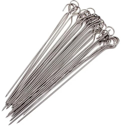 Brochetas de Metal 10 20 Uds. Herramientas for pícnic for acampar al aire libre, pinchos redondos for asar, palo de aguja for barbacoa acero inoxidable(2.5mm 25cm 20pcs)