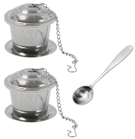 Tea Strainers for Loose Tea, Tea Infuser for Loose Leaf Tea, 2 Piece Stainless Steel Tea Strainer Set with Silver Spoon, Tea Diffusers for Tea Leaf Infuser
