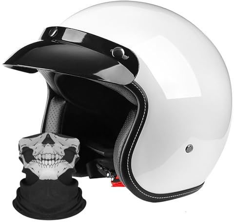 Casco Da Moto Vintage A Mezza Calotta, Casco Da Moto Aperto 3/4 Per Adulti, Uomini E Donne, Omologato ECE/DOT, Casco Jet Per Ciclomotori E Cruiser. 1,M(57-58CM)