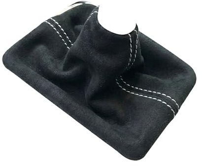 RedlineGoods Schaltsack Manschette (Nicht Abarth) kompatibel mit FIAT 500 Abarth 2008-21. Maßgeschneidert - Nicht universell. Echtes Top Qualitat Italienisches Alcantara. Schwarz mit Silberem Faden