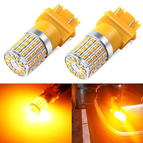 PHINLION 3157 LED Bulb Amber Yellow, Super Bright 3156 4157 3157NA LED Blinker Bulbs for Rear Front Turn Signal Parking DRL Side Marker Lights, Non-polarity, Pack of 2