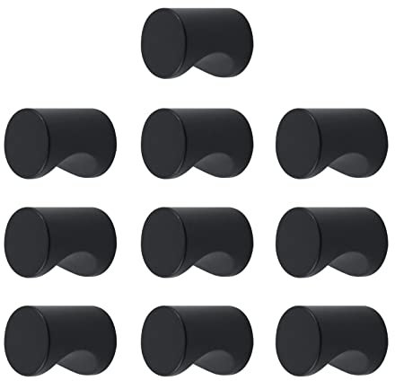 Tulead Aluminum Alloy Cylinder Drawer Pulls Wardrobe Knobs Modern Cylindrical Cupboard Door Knobs Handle for Cabinet,Dresser with Mounting Screws Pack of 10(Matte Black,0.7''x0.9'',DH)