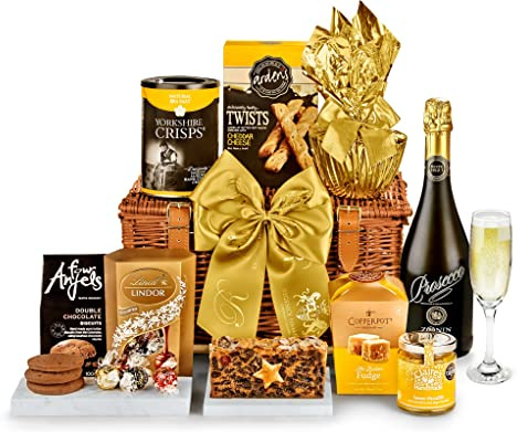 Luxury Prosecco Gift Set - Highbury Prosecco Hamper with Cheese Twists, Chocolate Biscuits, Fruit Cake - Sparkling Wine Gift Basket for Her, from Regency Hampers