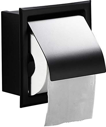 AmandaJ Toilettenpapierhalter Edelstahl Matt Schwarz Einbau Wandhalterung für Badezimmer