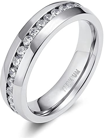 Zakk Damen Eternity Ring Titan Ewigkeitsring Eheringe 4mm 6mm Silber Memoire Ringe Hochzeitsring
