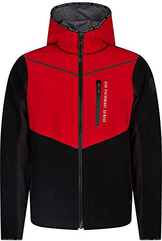 Sportalm M Midlayer 1 Colorblock-Rot-Schwarz - Sportliche warme Herren Wollfleece Jacke, Größe 46 - Farbe Cyber Red