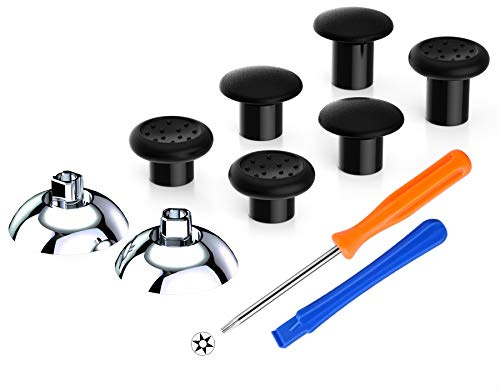 eXtremeRate Stick Analogique de Remplacement pour Xbox One Standard/X/S/Elite Manette, Joysticks Echangeable avec 3 Hauteurs Réglables, Compatible avec Xbox Series Manette, Chromé Argenté