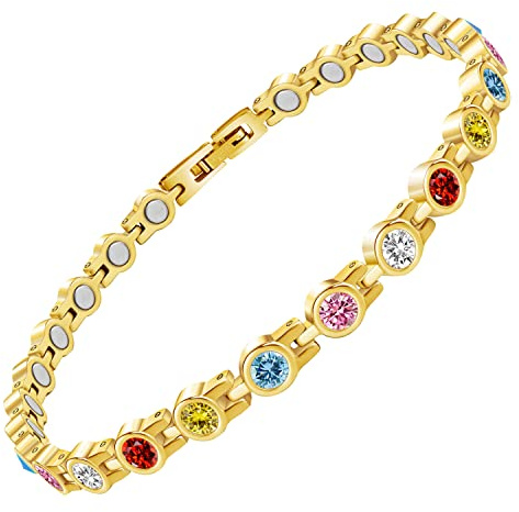 JEROOT Bracelet de Cheville Magnétique Titane,Bracelet de Cheville pour Femme Colorée Cristal Bijoux De Pied Pour Femmes Lien libre + Coffret Cadeau